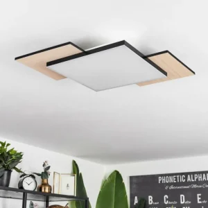 hofstein Plafonnier Barullu LED Bois clair, Noir, Blanc, 1 lumière* Lampes Modernes