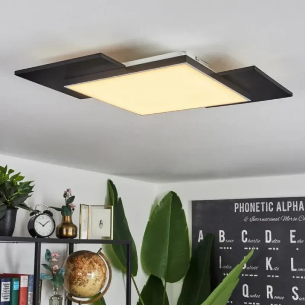 hofstein Plafonnier Barullu LED Bois clair, Noir, Blanc, 1 lumière* Lampes Modernes