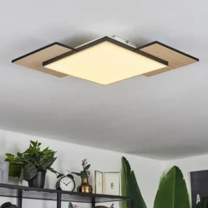 hofstein Plafonnier Barullu LED Bois clair, Noir, Blanc, 1 lumière* Lampes Modernes