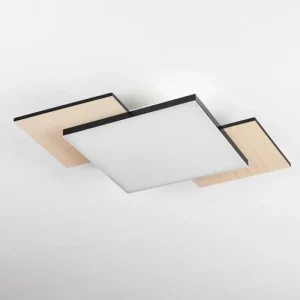 hofstein Plafonnier Barullu LED Bois clair, Noir, Blanc, 1 lumière* Lampes Modernes