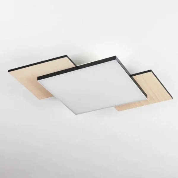 hofstein Plafonnier Barullu LED Bois clair, Noir, Blanc, 1 lumière* Lampes Modernes