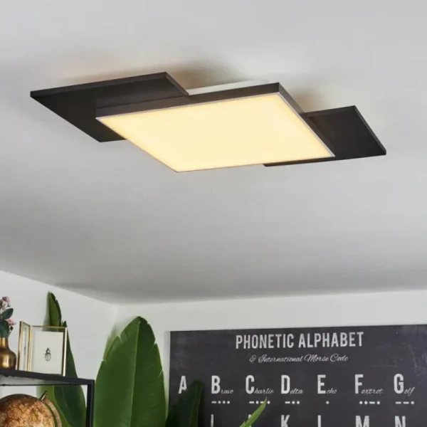 hofstein Plafonnier Barullu LED Bois clair, Noir, Blanc, 1 lumière* Lampes Modernes