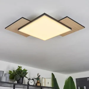 hofstein Plafonnier Barullu LED Bois clair, Noir, Blanc, 1 lumière* Lampes Modernes