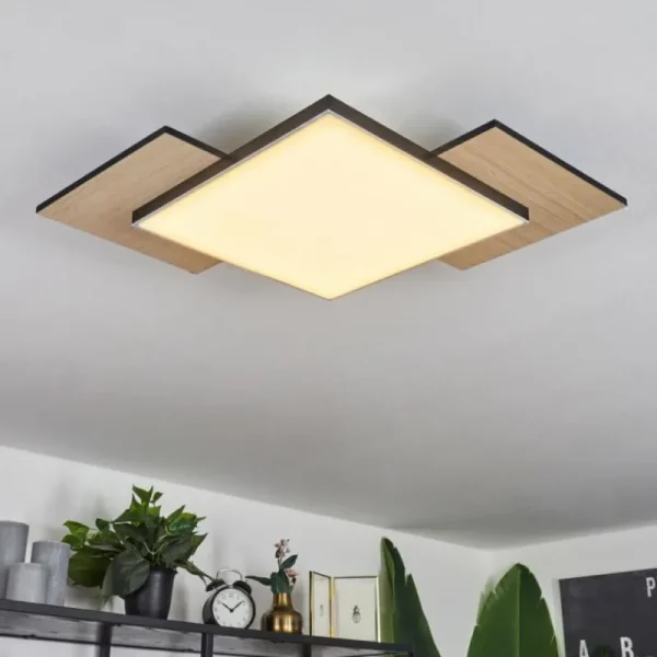 hofstein Plafonnier Barullu LED Bois clair, Noir, Blanc, 1 lumière* Lampes Modernes