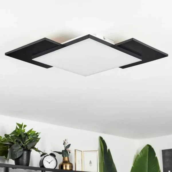 hofstein Plafonnier Barullu LED Bois clair, Noir, Blanc, 1 lumière* Lampes Modernes