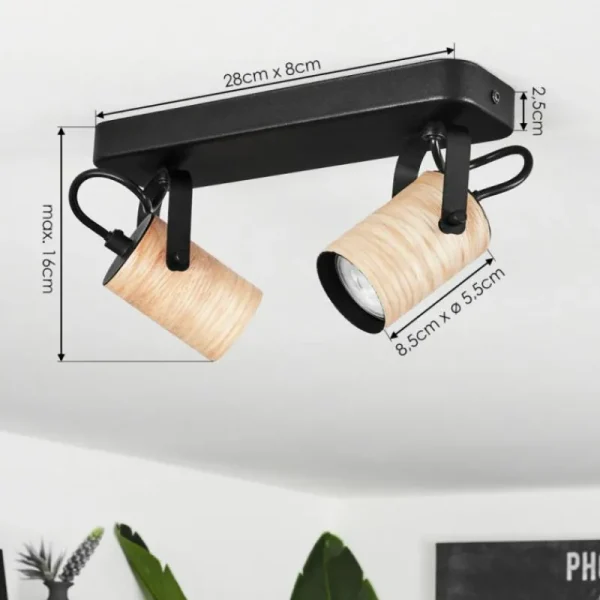hofstein Plafonnier Beleco Écru, Noir, 2 lumières* Lampes Modernes