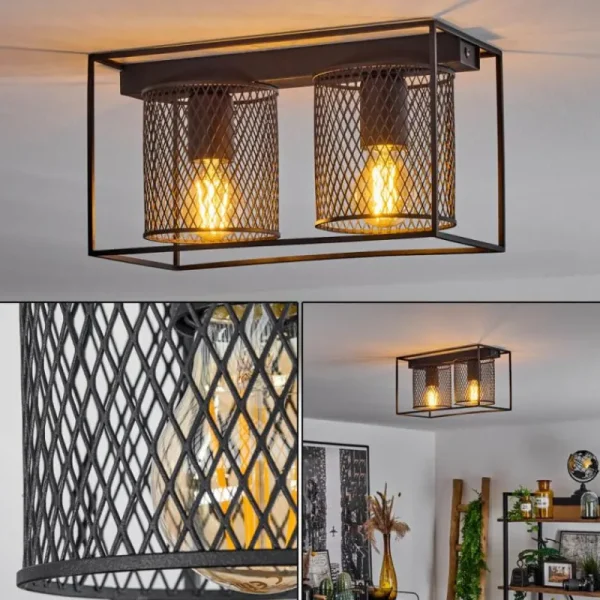 hofstein Plafonnier Bettaix Noir, 2 lumières* Lampes Modernes