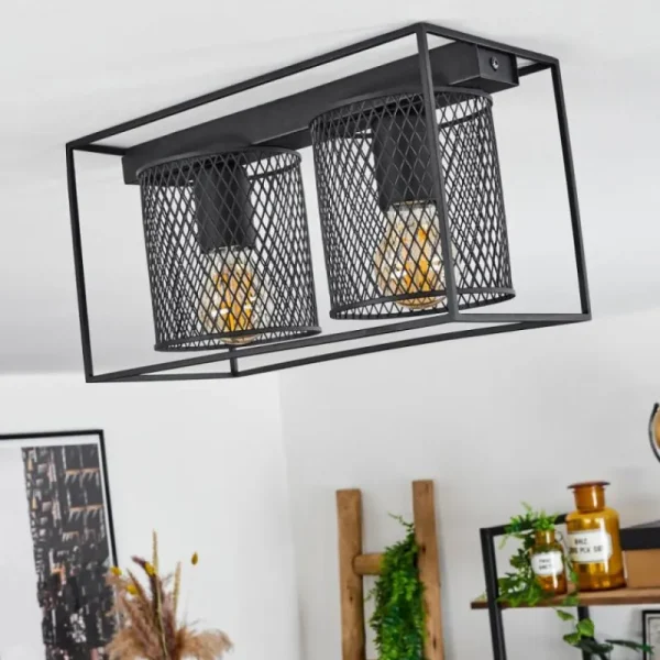 hofstein Plafonnier Bettaix Noir, 2 lumières* Lampes Modernes