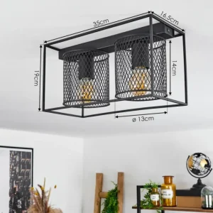 hofstein Plafonnier Bettaix Noir, 2 lumières* Lampes Modernes