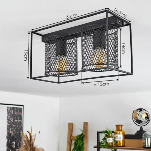 hofstein Plafonnier Bettaix Noir, 2 lumières* Lampes Modernes
