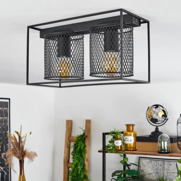 hofstein Plafonnier Bettaix Noir, 2 lumières* Lampes Modernes