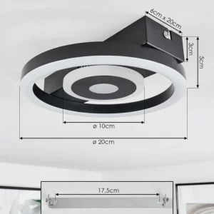hofstein Plafonnier Canhoso LED Noir, 1 lumière* Lampes Modernes