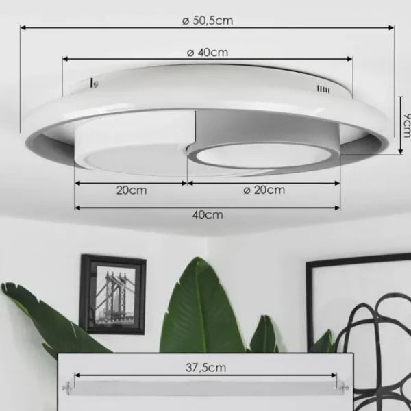 hofstein Plafonnier Casqueira LED Gris, Blanc, 1 lumière* Lampes Modernes