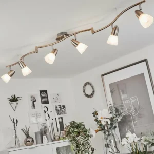 hofstein Plafonnier Chapod LED Chrome, Nickel mat, 6 lumières* Lampes En Verre