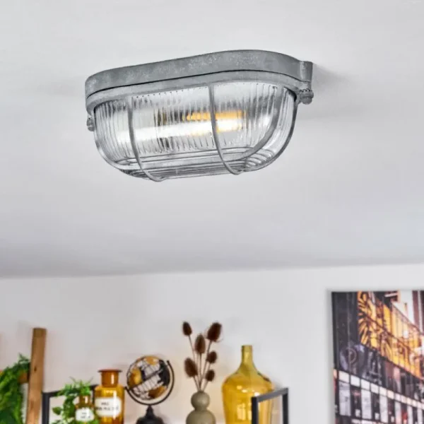 hofstein Plafonnier Chaquire Gris, 1 lumière* Lampes En Verre