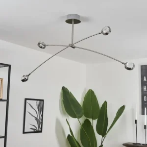 hofstein Plafonnier Fernandaires LED Nickel mat, 8 lumières* Lampes En Verre