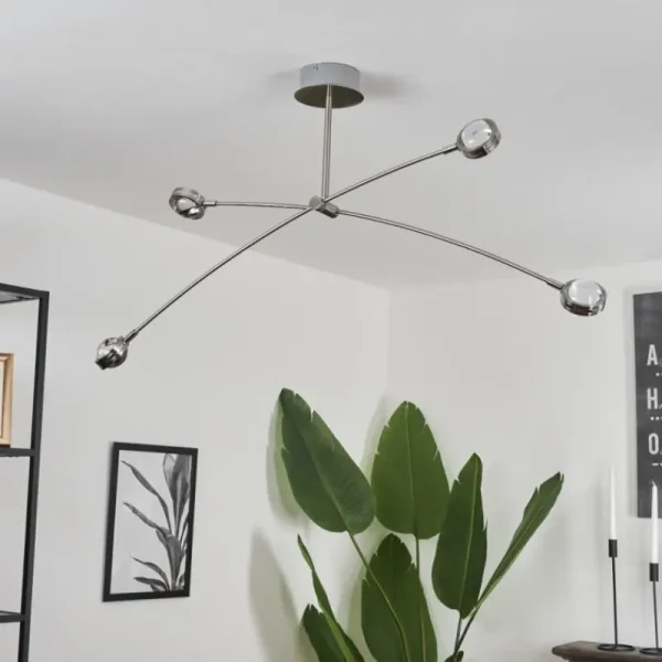 hofstein Plafonnier Fernandaires LED Nickel mat, 8 lumières* Lampes En Verre