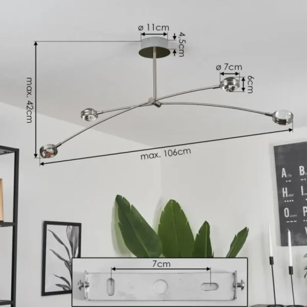 hofstein Plafonnier Fernandaires LED Nickel mat, 8 lumières* Lampes En Verre