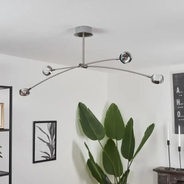 hofstein Plafonnier Fernandaires LED Nickel mat, 8 lumières* Lampes En Verre