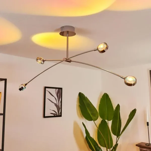 hofstein Plafonnier Fernandaires LED Nickel mat, 8 lumières* Lampes En Verre