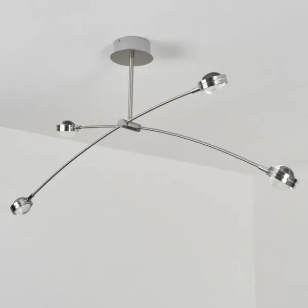 hofstein Plafonnier Fernandaires LED Nickel mat, 8 lumières* Lampes En Verre