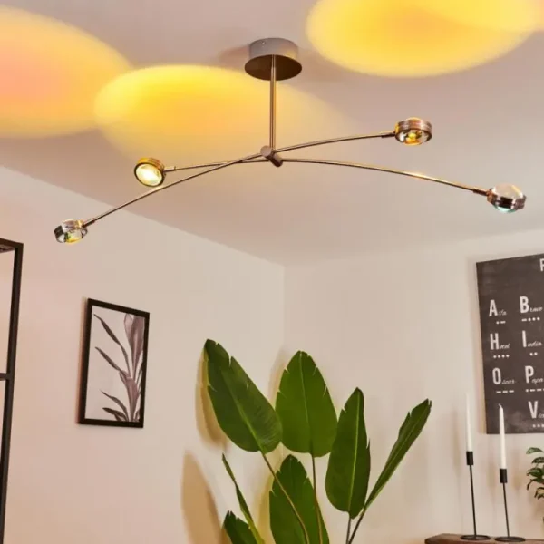 hofstein Plafonnier Fernandaires LED Nickel mat, 8 lumières* Lampes En Verre