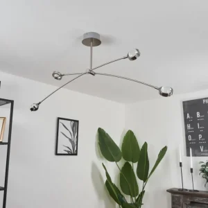 hofstein Plafonnier Fernandaires LED Nickel mat, 8 lumières* Lampes En Verre
