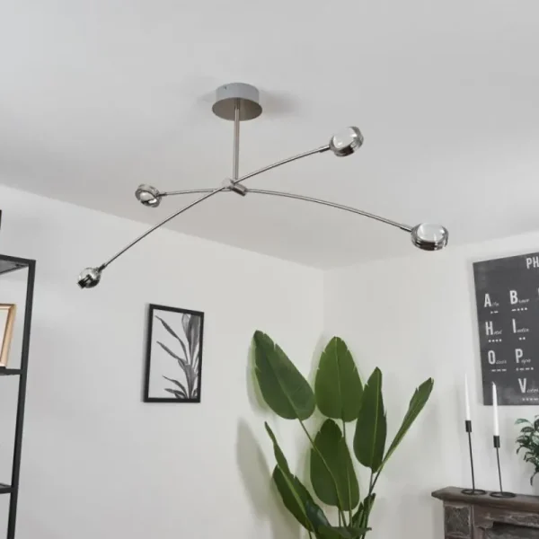 hofstein Plafonnier Fernandaires LED Nickel mat, 8 lumières* Lampes En Verre