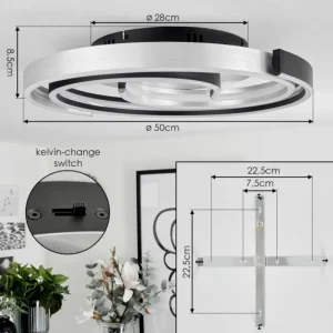 hofstein Plafonnier Golega LED Aluminium, Noir, 1 lumière* Lampes Modernes