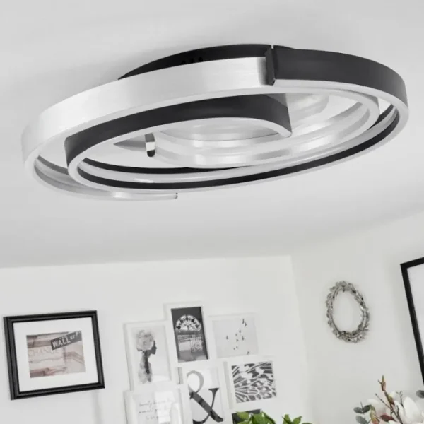 hofstein Plafonnier Golega LED Aluminium, Noir, 1 lumière* Lampes Modernes