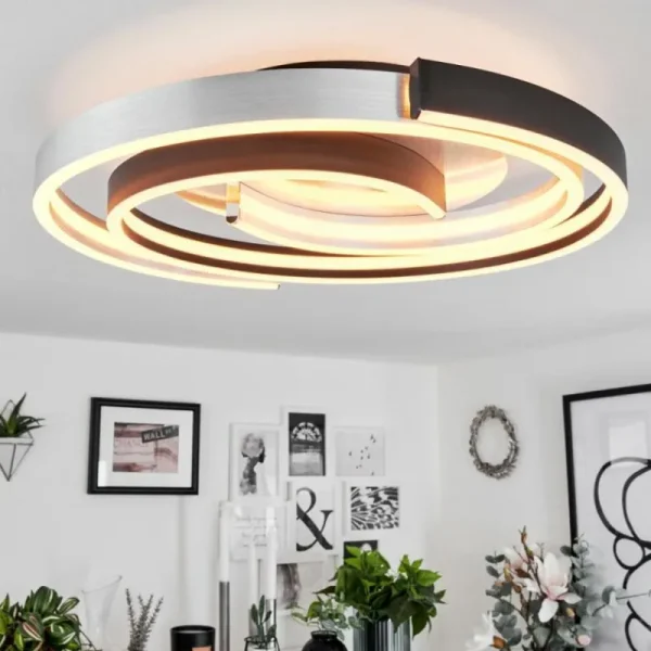 hofstein Plafonnier Golega LED Aluminium, Noir, 1 lumière* Lampes Modernes