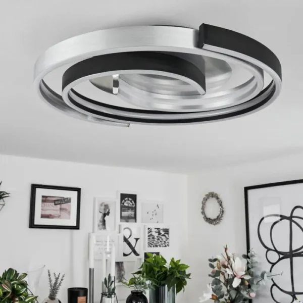 hofstein Plafonnier Golega LED Aluminium, Noir, 1 lumière* Lampes Modernes
