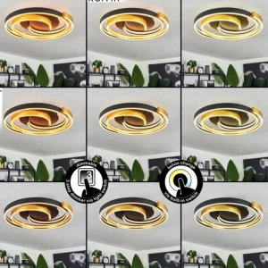 hofstein Plafonnier Golega LED Laiton, Noir, 1 lumière* Lampes Modernes