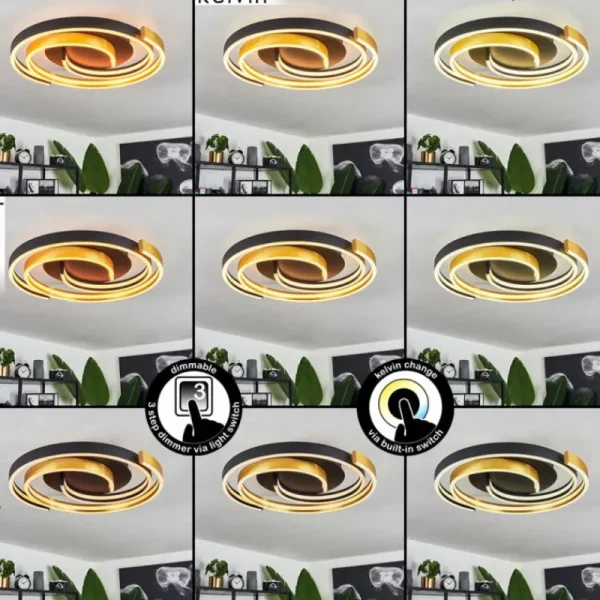 hofstein Plafonnier Golega LED Laiton, Noir, 1 lumière* Lampes Modernes