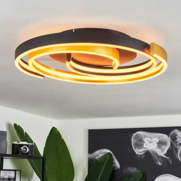 hofstein Plafonnier Golega LED Laiton, Noir, 1 lumière* Lampes Modernes