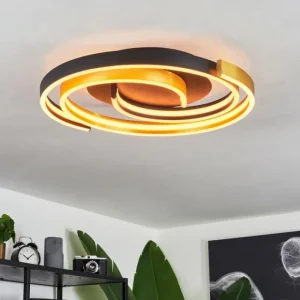 hofstein Plafonnier Golega LED Laiton, Noir, 1 lumière* Lampes Modernes
