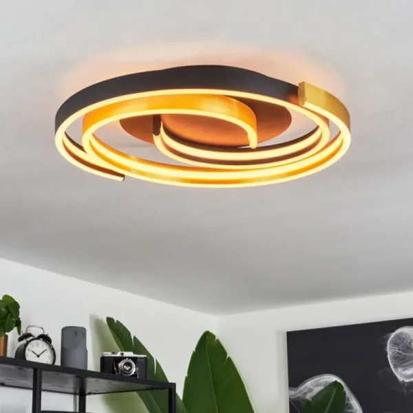 hofstein Plafonnier Golega LED Laiton, Noir, 1 lumière* Lampes Modernes