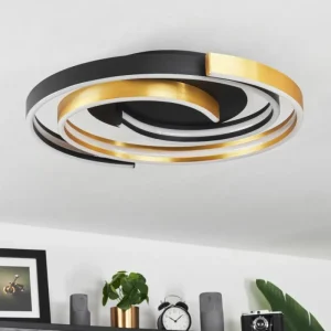 hofstein Plafonnier Golega LED Laiton, Noir, 1 lumière* Lampes Modernes