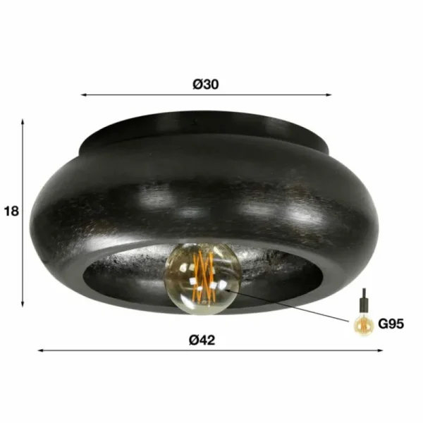 hofstein Plafonnier Gralhos Noir, 1 lumière* Lampes Modernes