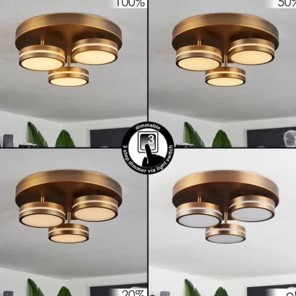 hofstein Plafonnier Huallilemu LED Vieux laiton, 3 lumières* Lampes Modernes