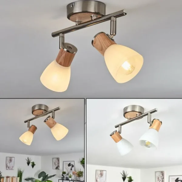 hofstein Plafonnier Icalma Écru, Nickel mat, 2 lumières* Lampes Modernes