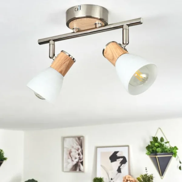 hofstein Plafonnier Icalma Écru, Nickel mat, 2 lumières* Lampes Modernes
