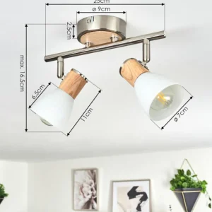 hofstein Plafonnier Icalma Écru, Nickel mat, 2 lumières* Lampes Modernes