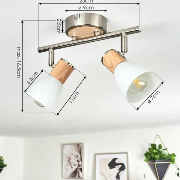hofstein Plafonnier Icalma Écru, Nickel mat, 2 lumières* Lampes Modernes
