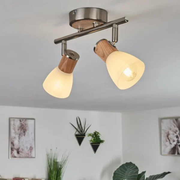 hofstein Plafonnier Icalma Écru, Nickel mat, 2 lumières* Lampes Modernes