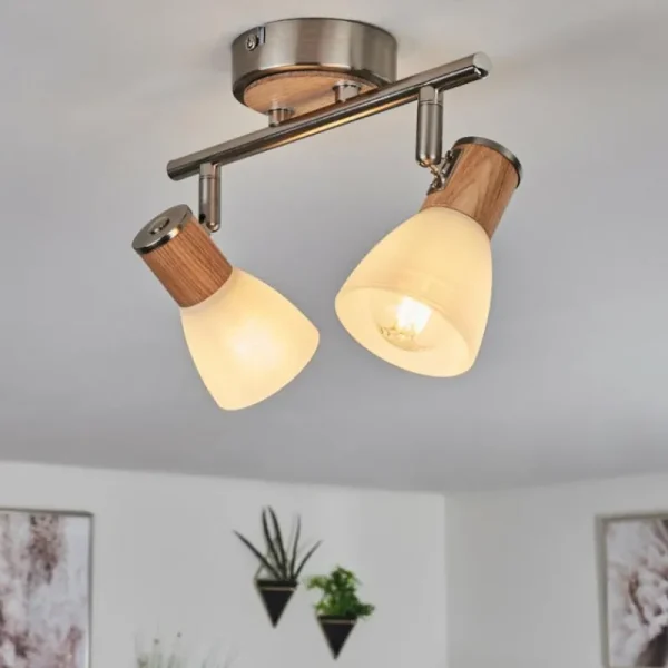 hofstein Plafonnier Icalma Écru, Nickel mat, 2 lumières* Lampes Modernes