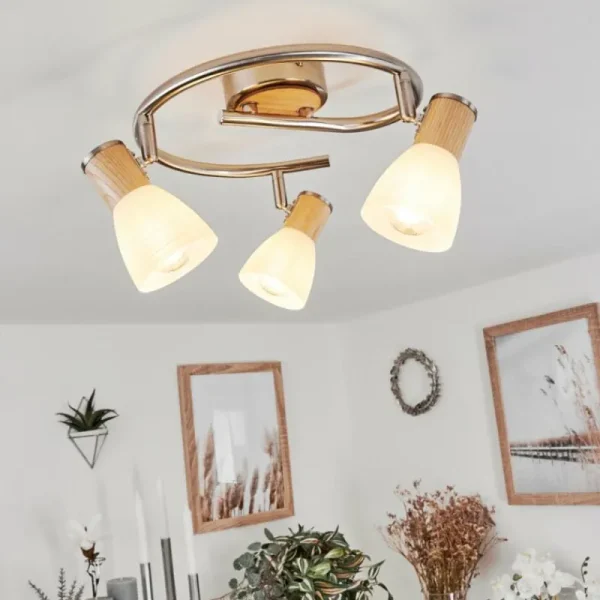 hofstein Plafonnier Icalma Écru, Nickel mat, 3 lumières* Lampes Modernes