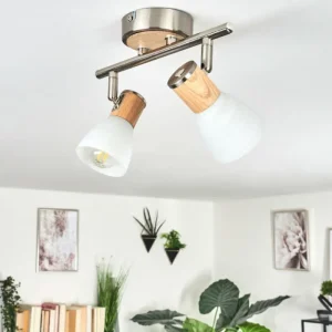 hofstein Plafonnier Icalma Écru, Nickel mat, 2 lumières* Lampes Modernes