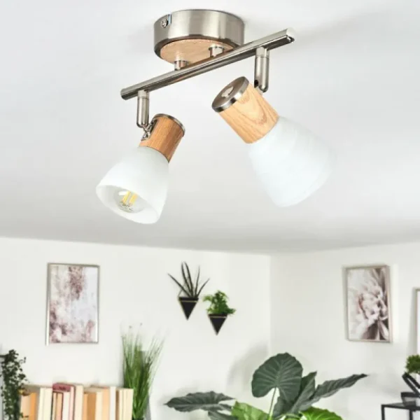 hofstein Plafonnier Icalma Écru, Nickel mat, 2 lumières* Lampes Modernes