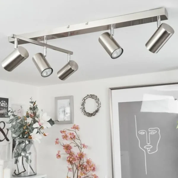 hofstein Plafonnier Javel Chrome, Nickel mat, 5 lumières* Lampes Modernes